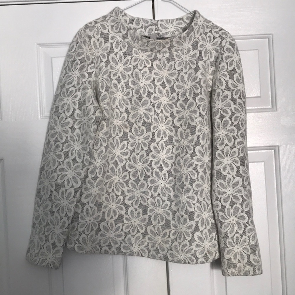 Halogen Size L Long Sleeve Flower Sweater